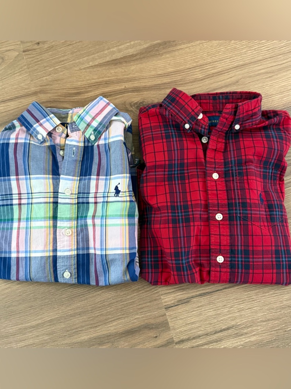 Boys Polo Ralph Lauren Button Down Shirt Lot of 2 Medium 10-12 Plaid